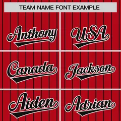 Red Black Pinstripe Raglan Sleeves Varsity Full-Snap Letterman Baseball Jacket 3