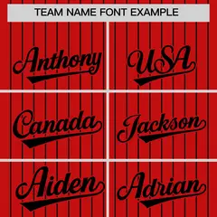 Red Black Pinstripe Two-Tone Authentic Baseball Jersey 3