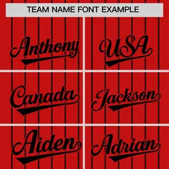 Red Black Pinstripe Two-Tone Authentic Baseball Jersey 3
