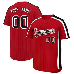 Red Black Pinstripe Two-tone Side Authentic Baseball Jersey 1