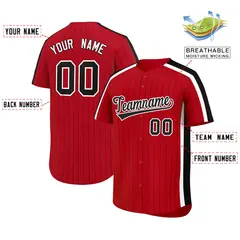 Red Black Pinstripe Two-tone Side Authentic Baseball Jersey 2