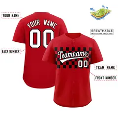 Red Black Plaid Fashion Authentic Baseball Jersey 2