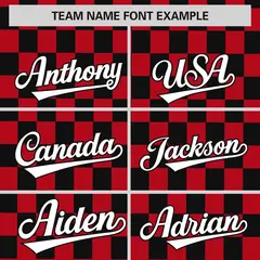 Red Black Plaid Fashion Authentic Baseball Jersey 3