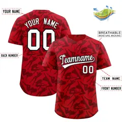 Red Black Playboy Graffiti Pattern Baseball Jersey 2