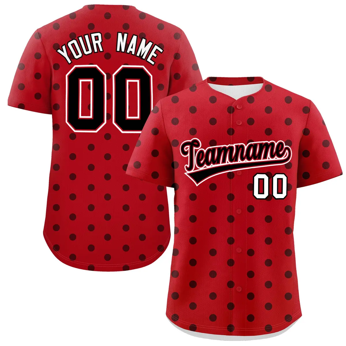 Red Black Polka Dot Graffiti Authentic Baseball Jersey