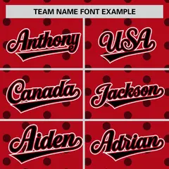 Red Black Polka Dot Graffiti Authentic Baseball Jersey 3