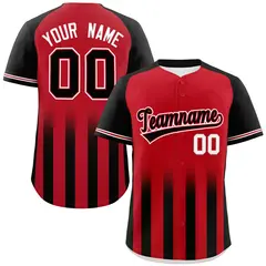 Red Black Raglan Gradient Thick Stripe Baseball Jersey 1