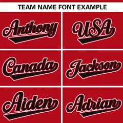Red Black Raglan Gradient Thick Stripe Baseball Jersey 3