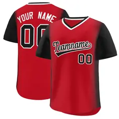 Red Black Raglan Pullover Baseball Jersey 1