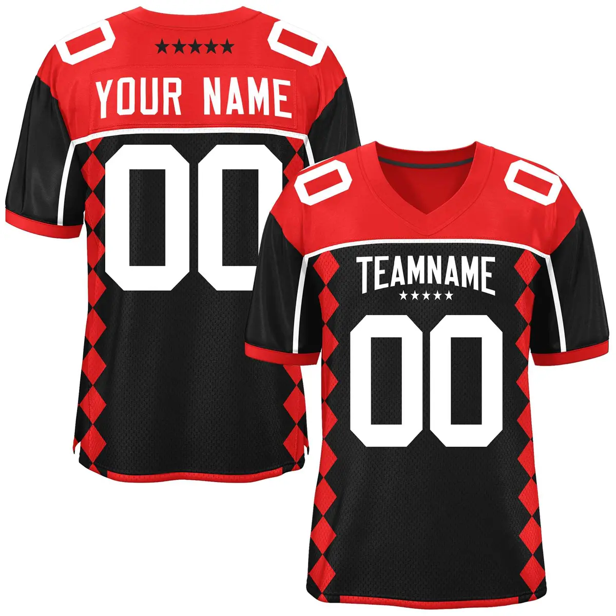 Red Black Raglan Side Blocks Authentic Football Jersey