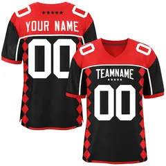 Red Black Raglan Side Blocks Authentic Football Jersey