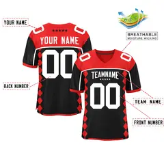 Red Black Raglan Side Blocks Authentic Football Jersey 2