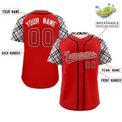 Red-Black Raglan Sleeves Authentic Baseball Jersey 2