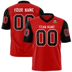 Red Black Raglan Sleeves Authentic Football Jersey 1
