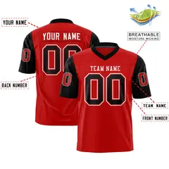 Red Black Raglan Sleeves Authentic Football Jersey 2