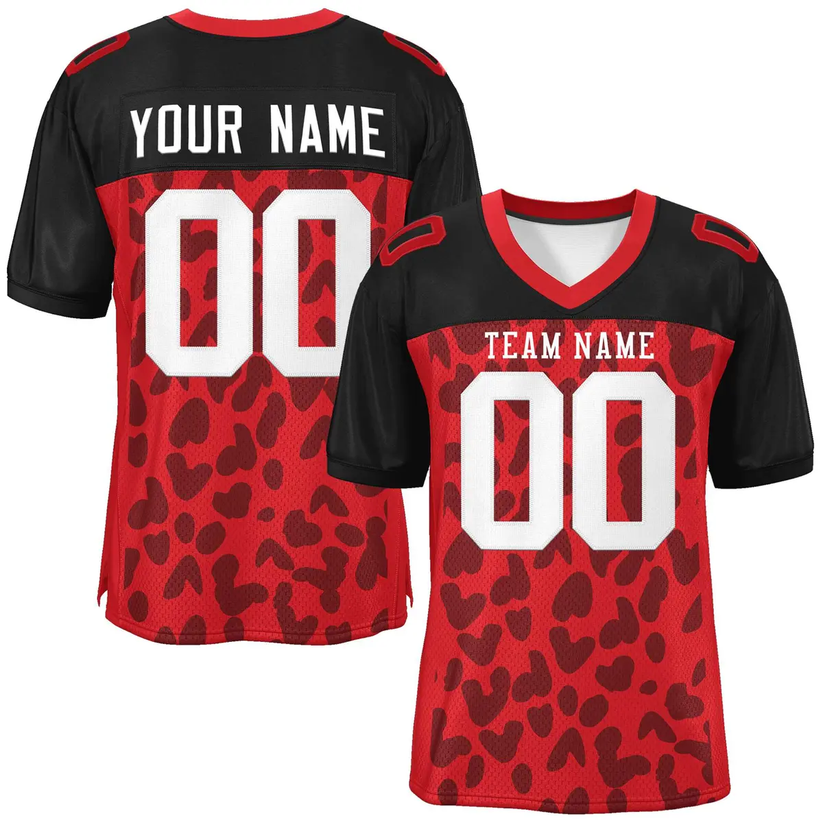 Red Black Raglan Sleeves Camo Authentic Football Jersey