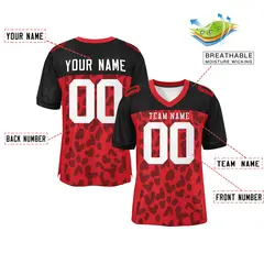 Red Black Raglan Sleeves Camo Authentic Football Jersey 2