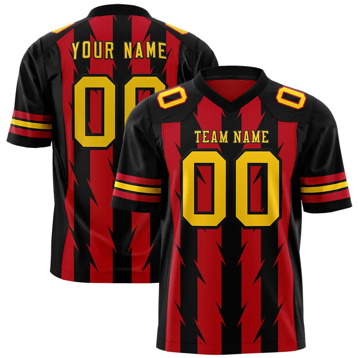 Red Black Razr Stripe Graffiti Pattern Flag Football Jersey