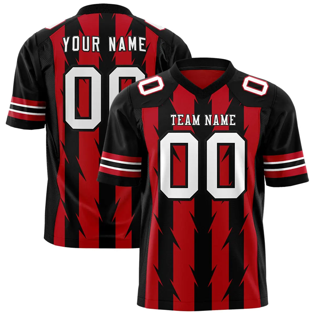 Red Black Razr Stripe Graffiti Pattern Flag Football Jersey