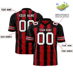 Red Black Razr Stripe Graffiti Pattern Flag Football Jersey 2