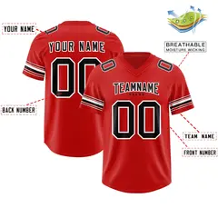 Red Black Retro Sleeve Line Authentic Football Jersey 2