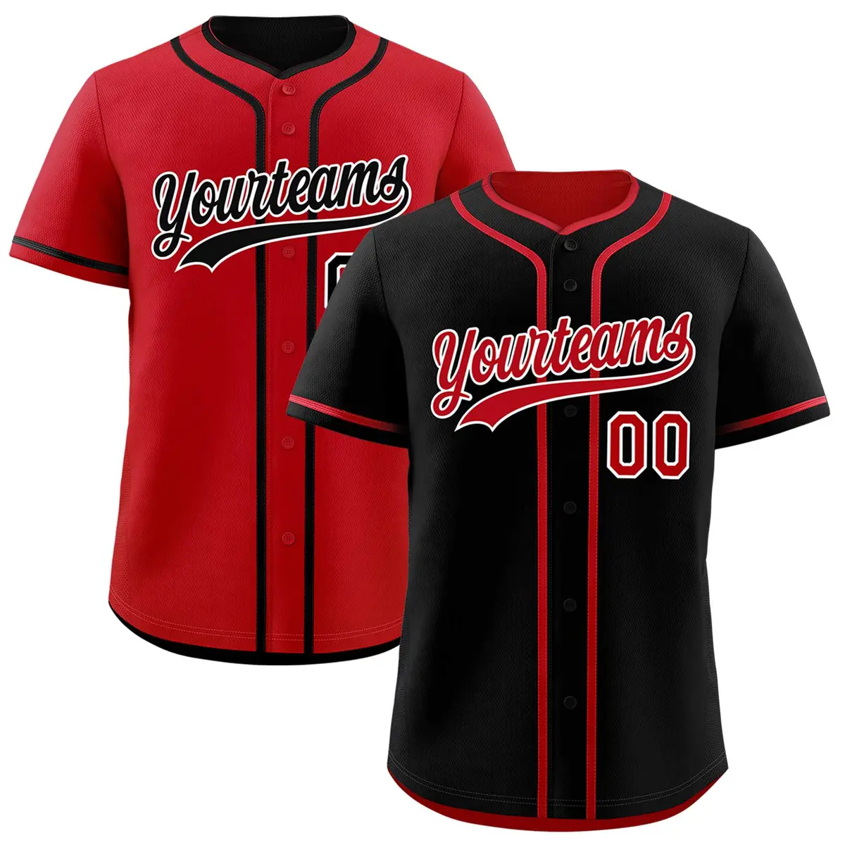 Red Black Reversible Baseball Jersey Moisture-Wicking