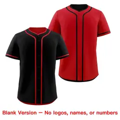 Red Black Reversible Baseball Jersey Moisture-Wicking 9