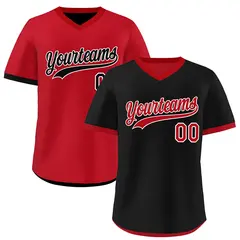 Red Black Reversible Pullover Baseball Jersey