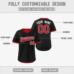 Red Black Reversible Pullover Baseball Jersey 3