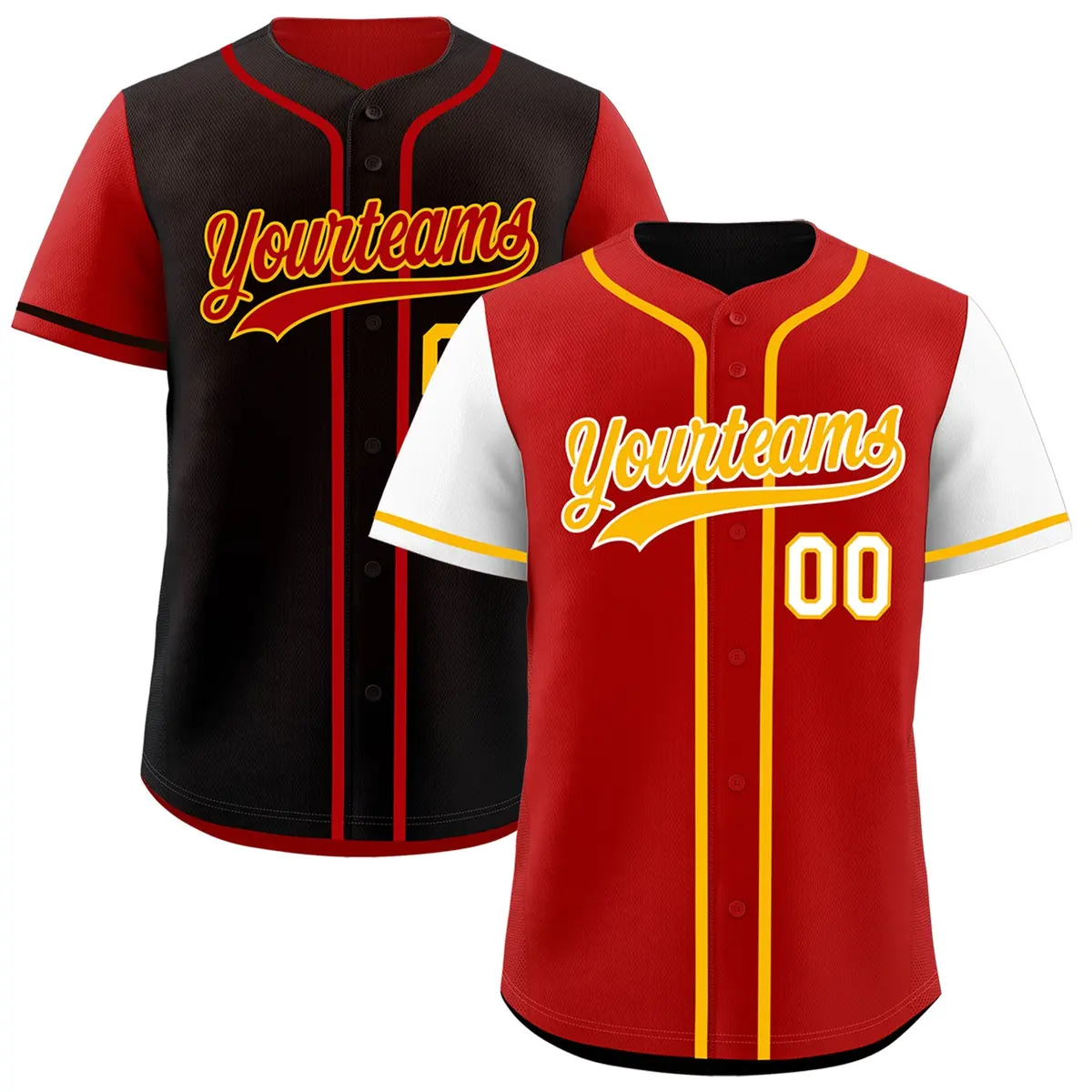 Red Black Reversible Raglan Baseball Jersey