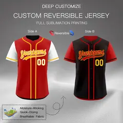 Red Black Reversible Raglan Baseball Jersey 2
