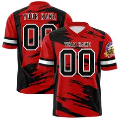 Red Black Scratch Pattern Authentic Football Jersey
