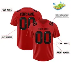 Red Black Sequin Lettering Football Jersey 2