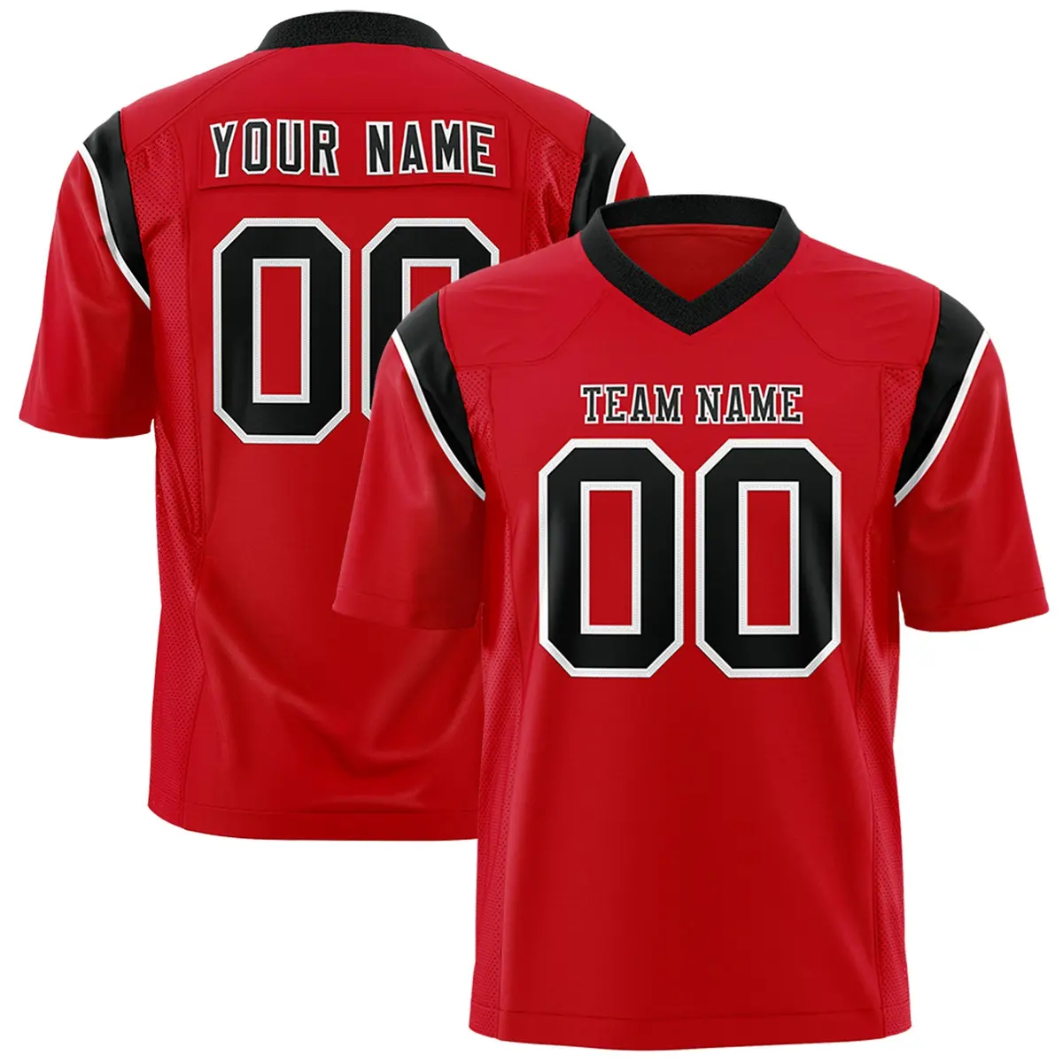 Red Black Shoulder Cut Two-Tone Flag Football Jersey