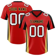 Red Black Side Stripe Authentic Football Jersey 1