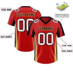 Red Black Side Stripe Authentic Football Jersey 2