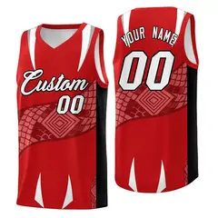 Red Black Snake Scale Venomous Fang Graffiti Basketball Jersey 1