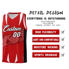 Red Black Snake Scale Venomous Fang Graffiti Basketball Jersey 2