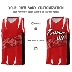 Red Black Snake Scale Venomous Fang Graffiti Basketball Jersey 3
