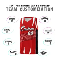 Red Black Snake Scale Venomous Fang Graffiti Basketball Jersey 4