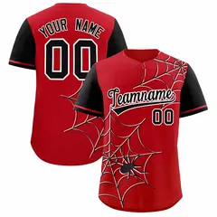 Red Black Spider Web Raglan Sleeves Baseball Jersey 1