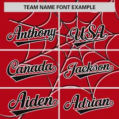 Red Black Spider Web Raglan Sleeves Baseball Jersey 3