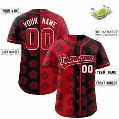 Red Black Split Flower Graffiti Authentic Baseball Jersey 2