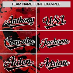 Red Black Split Graffiti Raglan Sleeve Baseball Jersey 3