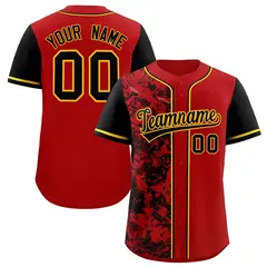 Red Black Split Graffiti Raglan Sleeve Baseball Jersey 1