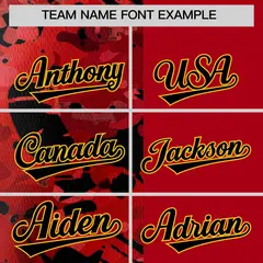 Red Black Split Graffiti Raglan Sleeve Baseball Jersey 3
