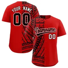 Red Black Split Tribal Baseball Jersey