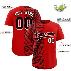 Red Black Split Tribal Baseball Jersey 2