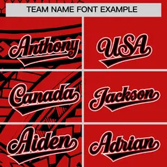 Red Black Split Tribal Baseball Jersey 3