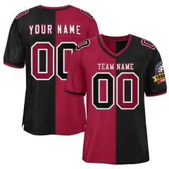 Red Black Split Two Tone Authentic Football Jersey